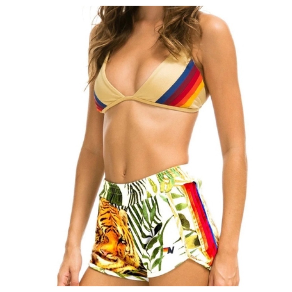 Aviator Nation Sz Small/Medium Jungle Tiger Velvet Stripe Shorts Printed Sweats